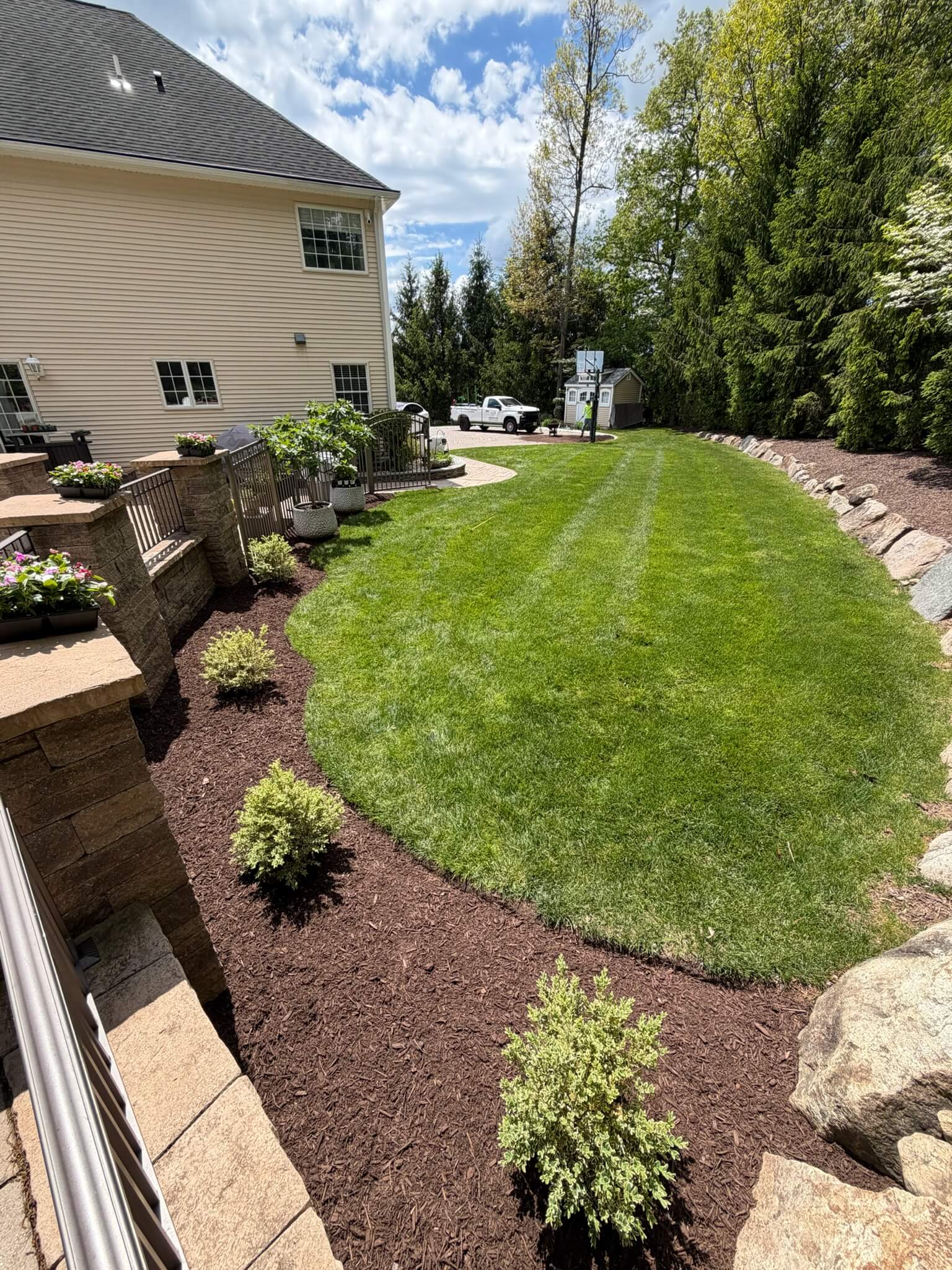 Finished landscaping work by Dreamscape Home Services
